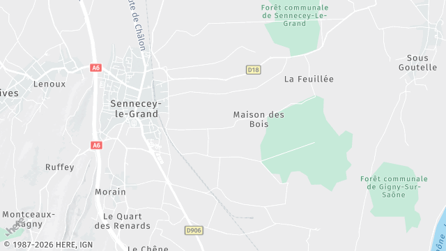 Carte de la zone d'intervention à Sennecey-le-Grand