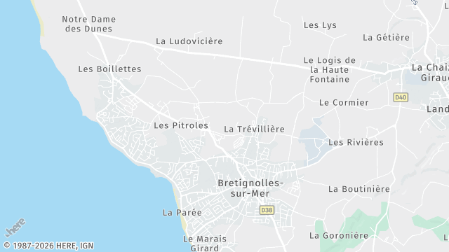 Carte de la zone d'intervention à Bretignolles-sur-Mer