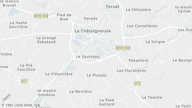 Carte de la zone d'intervention à La Châtaigneraie