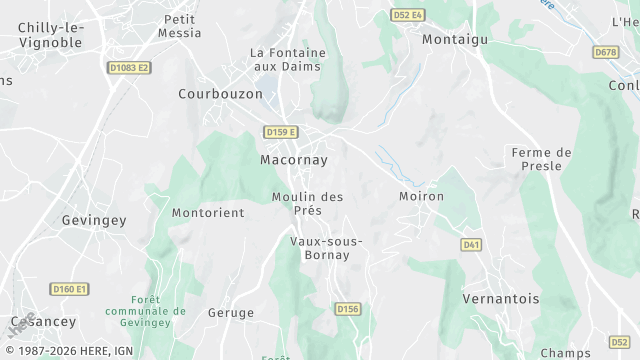 Carte de la zone d'intervention à Macornay
