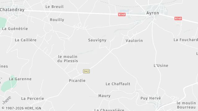 Carte de la zone d'intervention à Ayron
