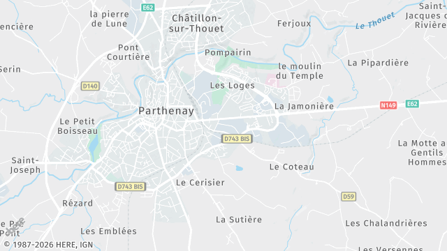 Carte de la zone d'intervention à Parthenay