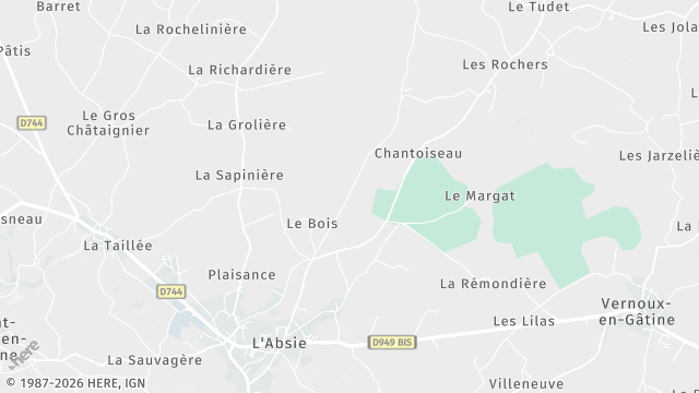 Carte de la zone d'intervention à L'Absie