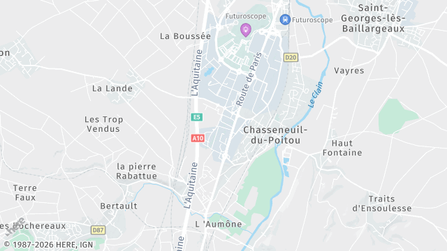 Carte de la zone d'intervention à Chasseneuil-du-Poitou