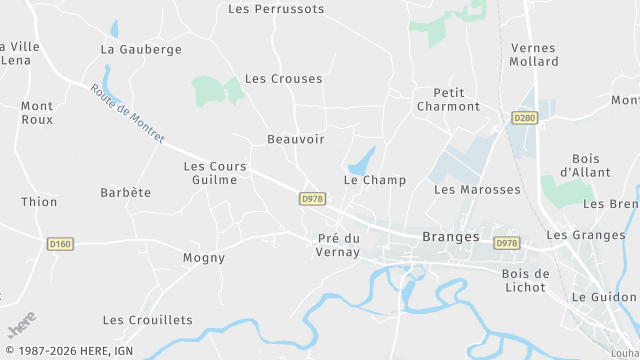 Carte de la zone d'intervention à Branges
