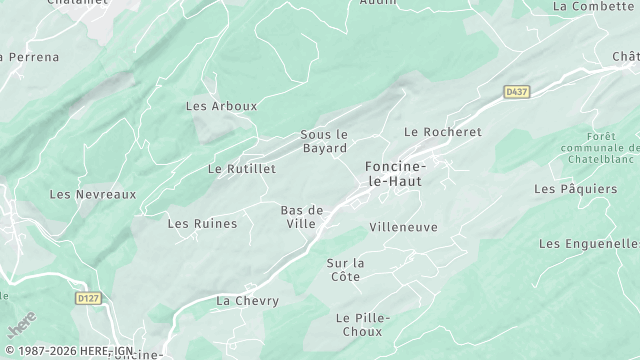 Carte de la zone d'intervention à Foncine-le-Haut