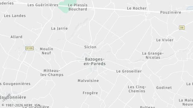 Carte de la zone d'intervention à Bazoges-en-Pareds
