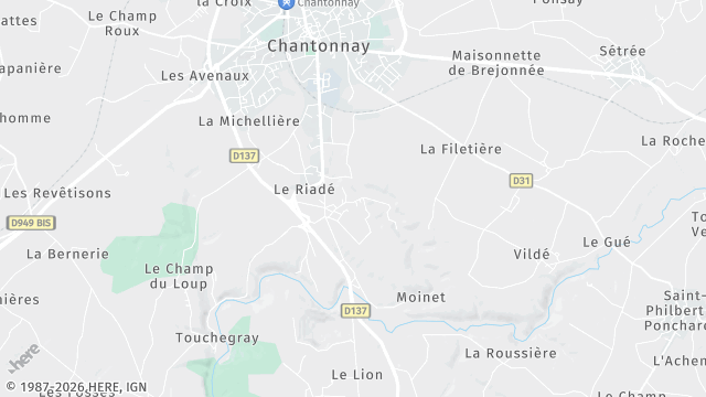 Carte de la zone d'intervention à Chantonnay