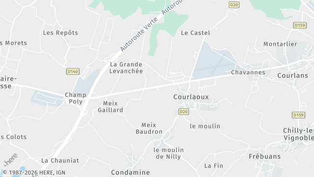 Carte de la zone d'intervention à Courlaoux