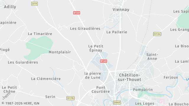 Carte de la zone d'intervention à Châtillon-sur-Thouet