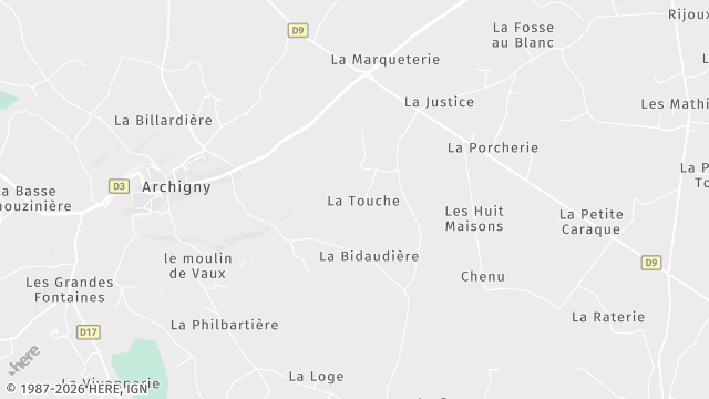 Carte de la zone d'intervention à Archigny