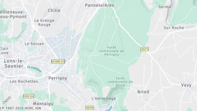 Carte de la zone d'intervention à Perrigny