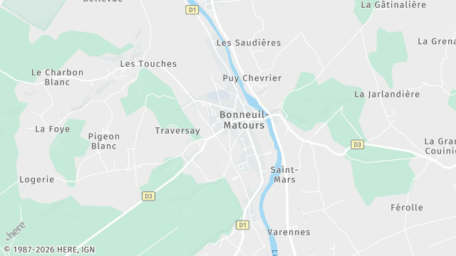 Carte de la zone d'intervention à Bonneuil-Matours