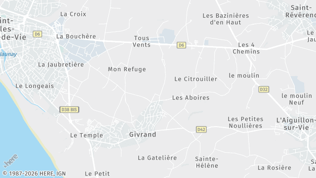 Carte de la zone d'intervention à Givrand