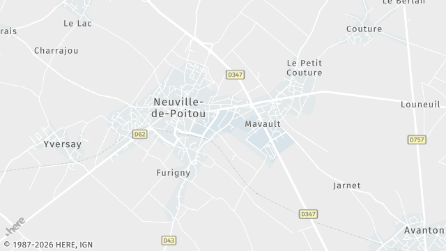 Carte de la zone d'intervention à Neuville-de-Poitou
