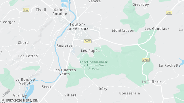 Carte de la zone d'intervention à Toulon-sur-Arroux