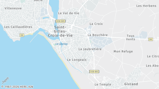 Carte de la zone d'intervention à Saint-Gilles-Croix-de-Vie