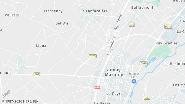 Carte de la zone d'intervention à Jaunay-Marigny