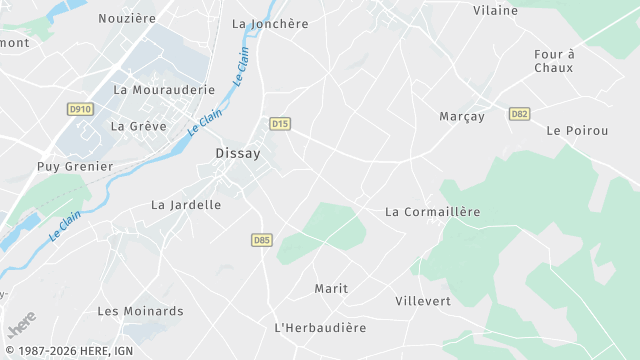 Carte de la zone d'intervention à Dissay