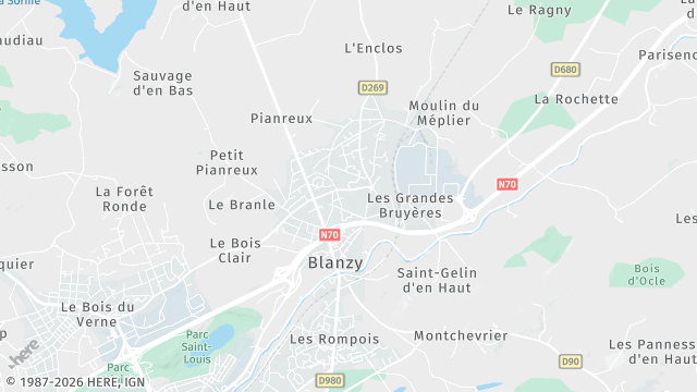 Carte de la zone d'intervention à Blanzy