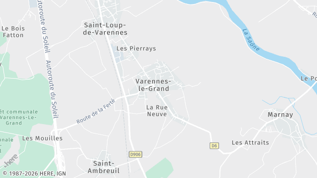 Carte de la zone d'intervention à Varennes-le-Grand