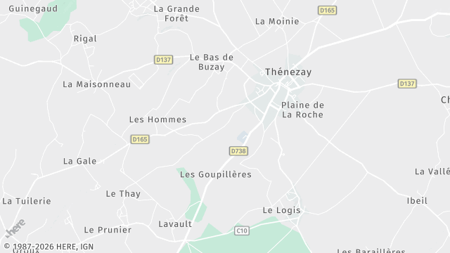 Carte de la zone d'intervention à Thénezay