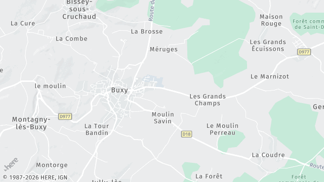 Carte de la zone d'intervention à Buxy