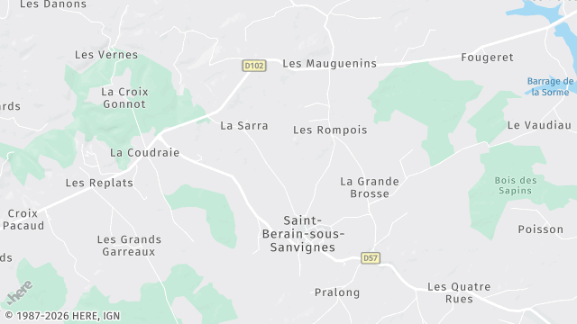 Carte de la zone d'intervention à Saint-Berain-sous-Sanvignes