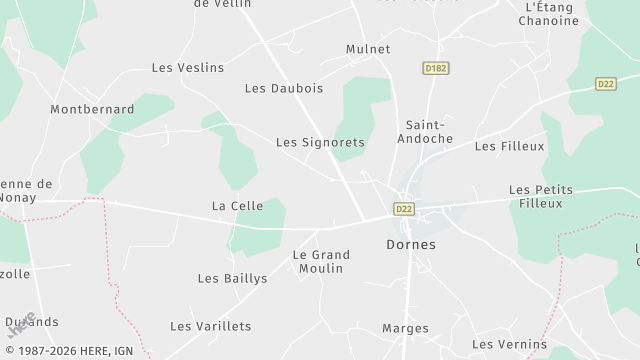 Carte de la zone d'intervention à Dornes