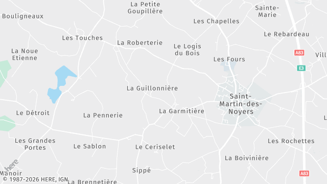 Carte de la zone d'intervention à Saint-Martin-des-Noyers
