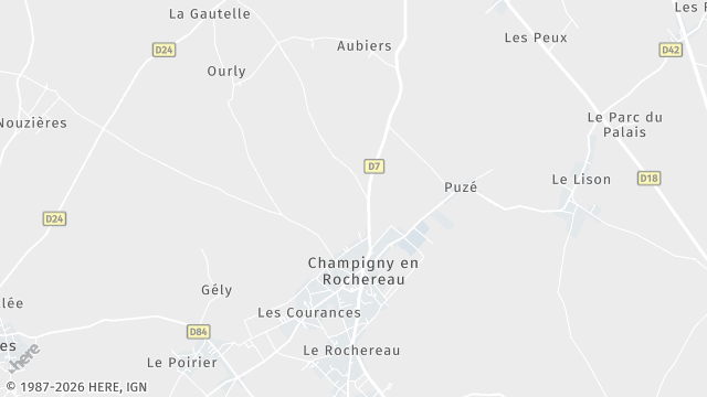 Carte de la zone d'intervention à Champigny en Rochereau
