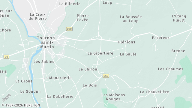 Carte de la zone d'intervention à Tournon-Saint-Martin