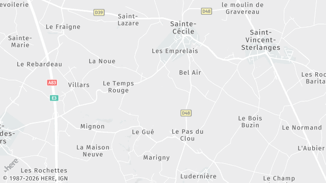 Carte de la zone d'intervention à Sainte-Cécile