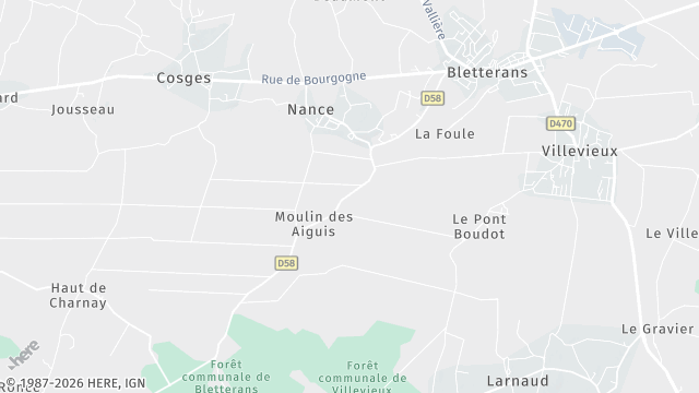 Carte de la zone d'intervention à Bletterans