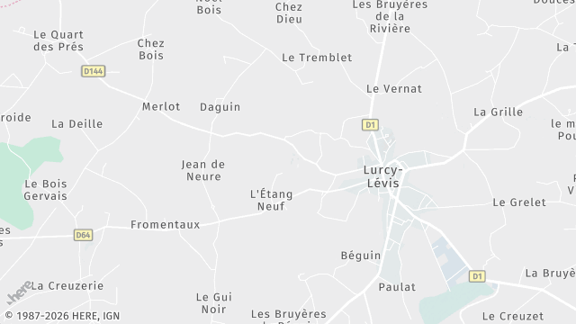 Carte de la zone d'intervention à Lurcy-Lévis