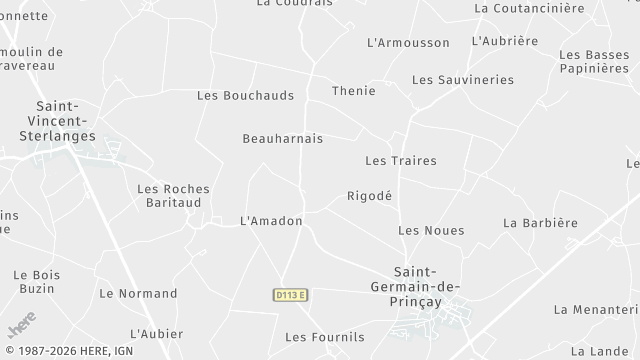 Carte de la zone d'intervention à Saint-Germain-de-Prinçay