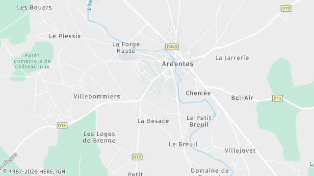 Carte de la zone d'intervention à Ardentes