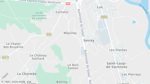 Carte de la zone d'intervention à Sevrey