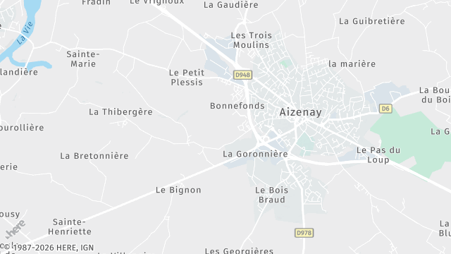Carte de la zone d'intervention à Aizenay