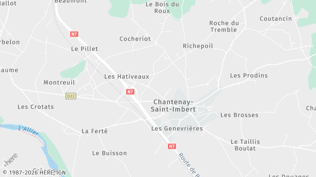 Carte de la zone d'intervention à Chantenay-Saint-Imbert