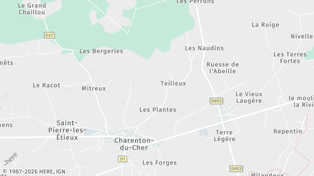 Carte de la zone d'intervention à Charenton-du-Cher