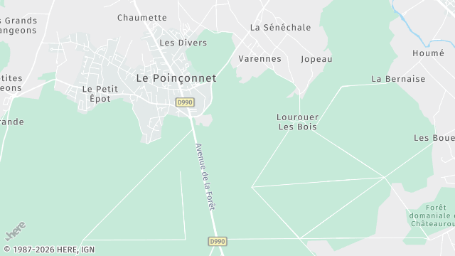 Carte de la zone d'intervention à Le Poinçonnet