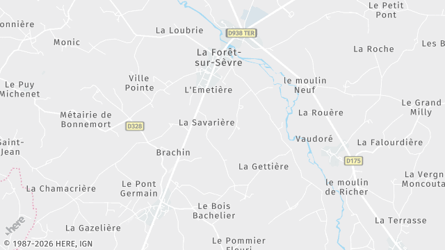 Carte de la zone d'intervention à La Forêt-sur-Sèvre