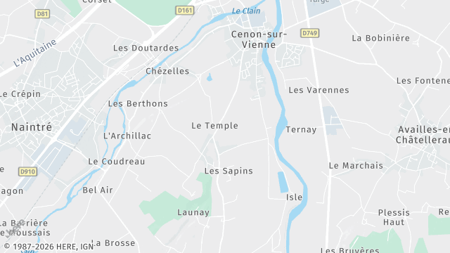 Carte de la zone d'intervention à Cenon-sur-Vienne