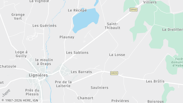 Carte de la zone d'intervention à Lignières