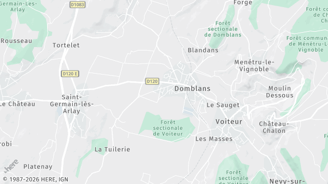 Carte de la zone d'intervention à Domblans