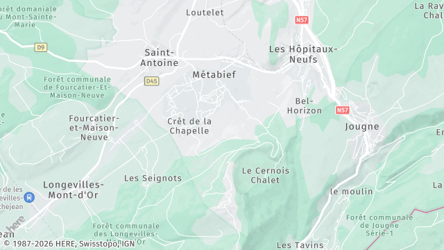 Carte de la zone d'intervention à Métabief