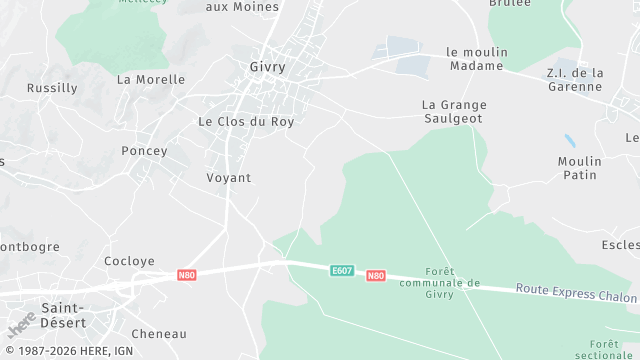 Carte de la zone d'intervention à Givry