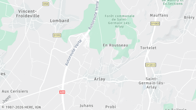 Carte de la zone d'intervention à Arlay