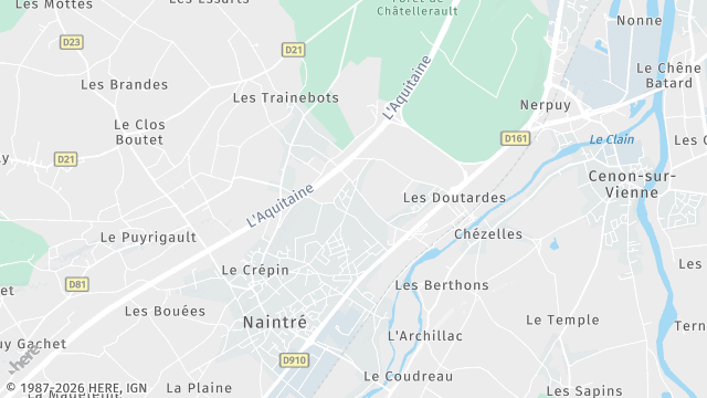 Carte de la zone d'intervention à Naintré
